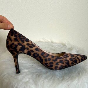 Matte satin animal print heels